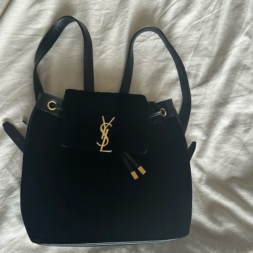 YSL Black Velvet Backpack